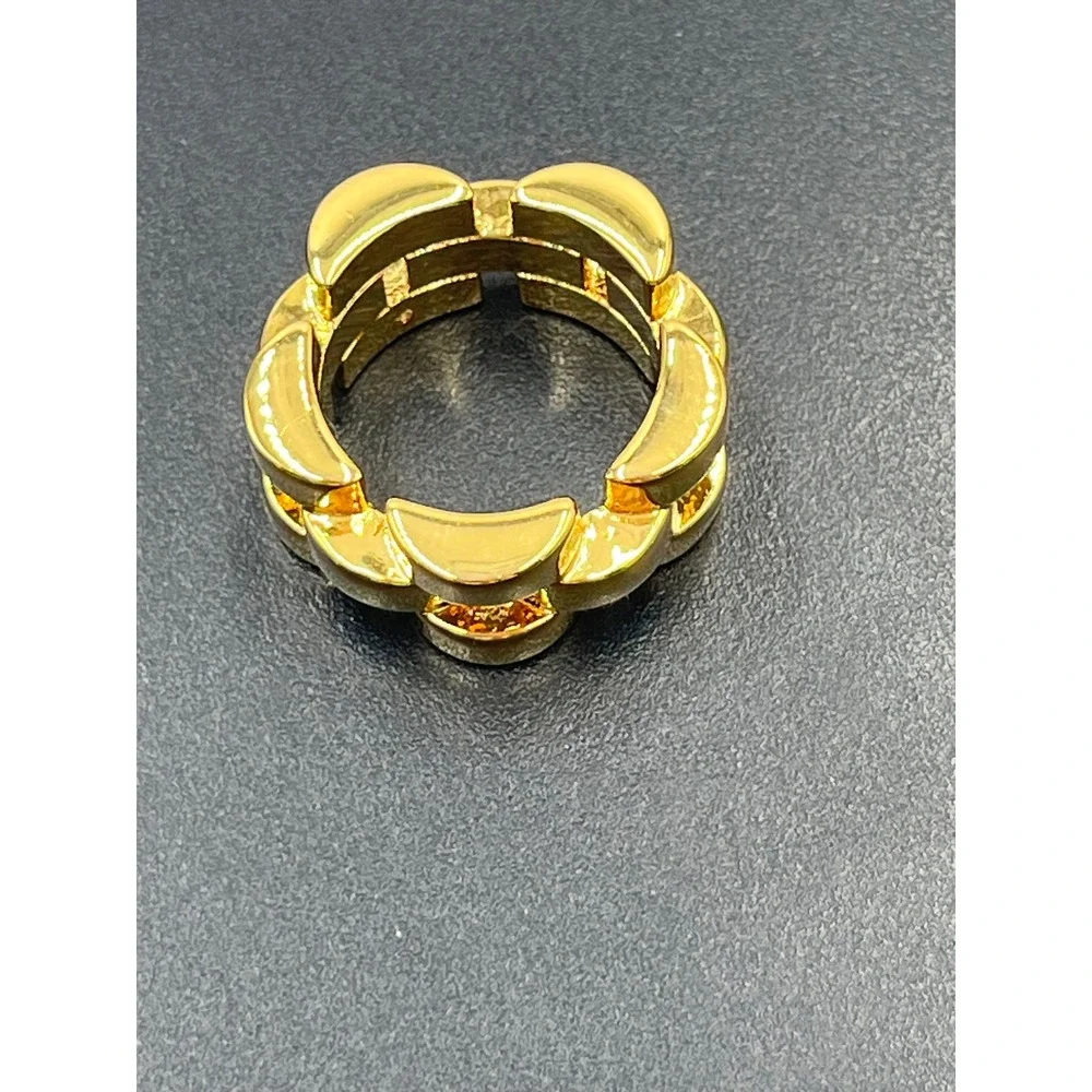 Kate Spade Rolly Sliced Scallops Gold‎ Plated Heavy Chain Link Ring Sz 7